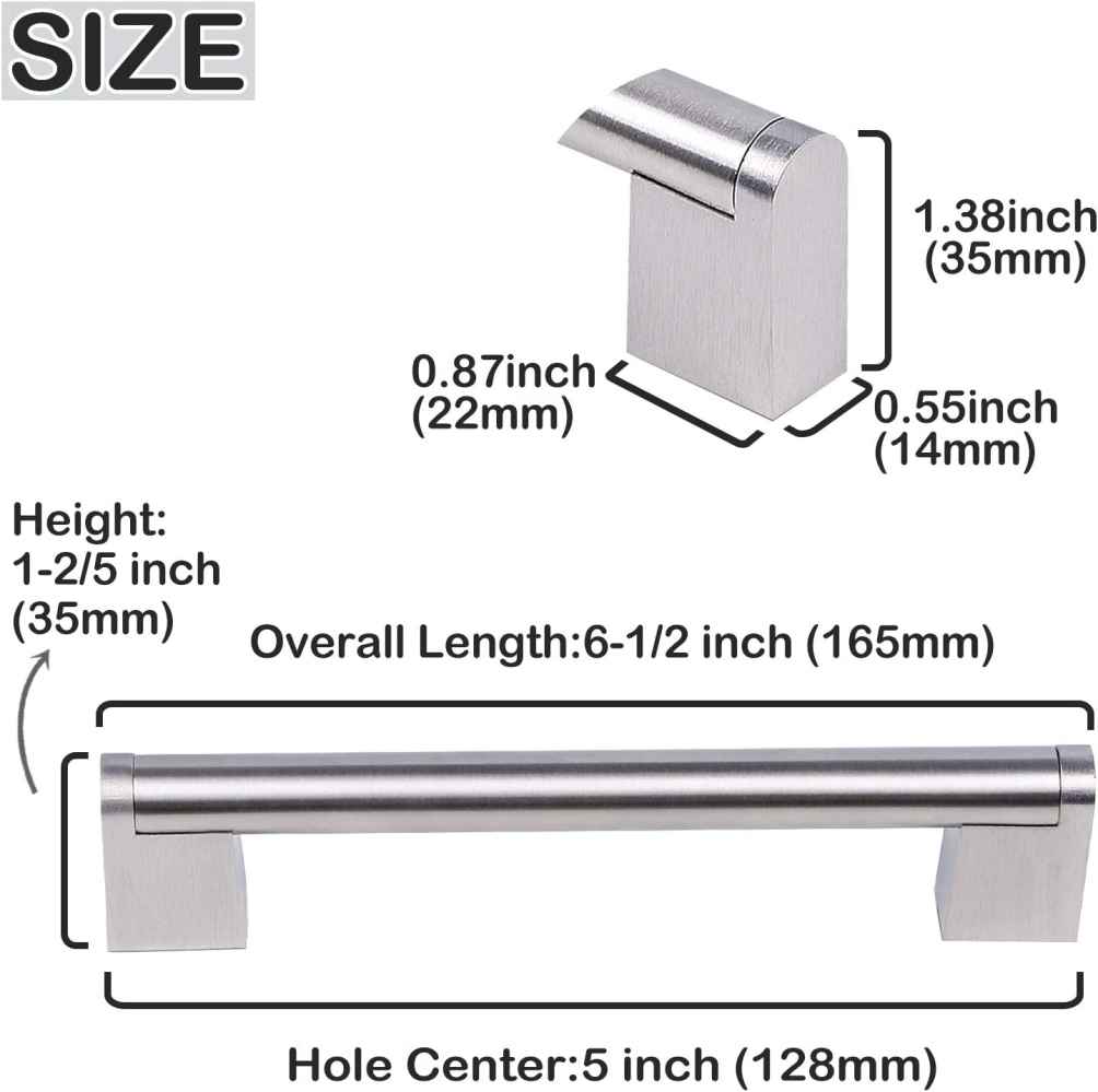 6.1-in. x 1.2-in. Stainless Steel Cabinet Cabinet Handle In Brushed Nickel