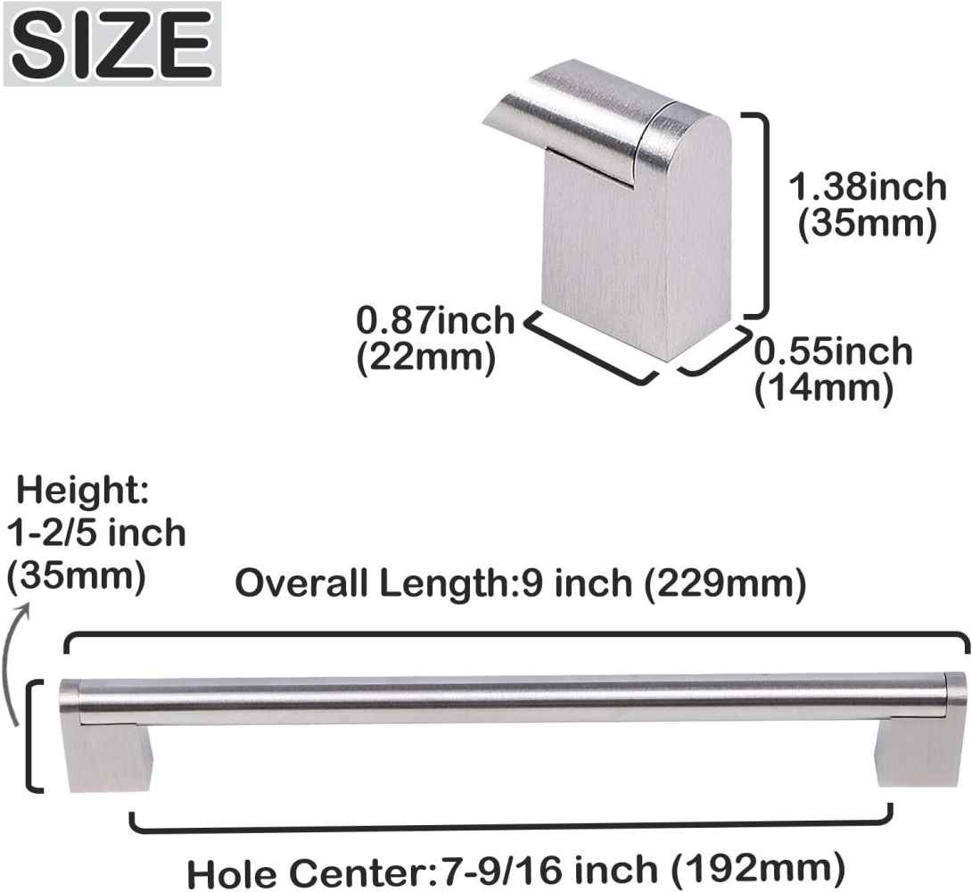 9-in. x 1.2-in. Stainless Steel Cabinet Cabinet Handle In Brushed Nickel