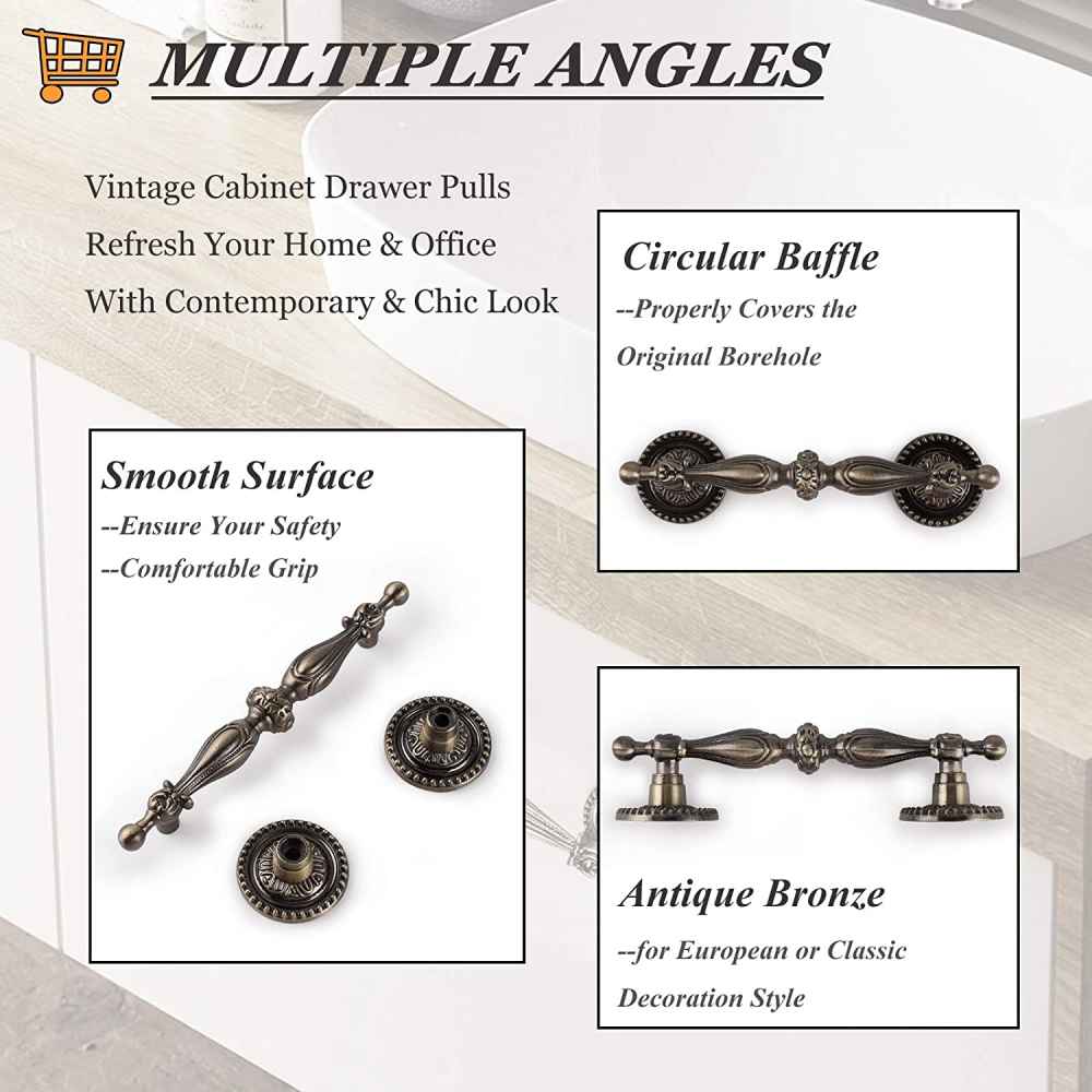 5-in. x 1.3-in. Zinc Alloy Cabinet Cabinet Handle In Antique Bronze
