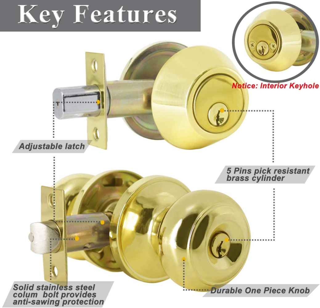 2-in. x 0.03-in. Stainless Steel Door Door Lock In Brass