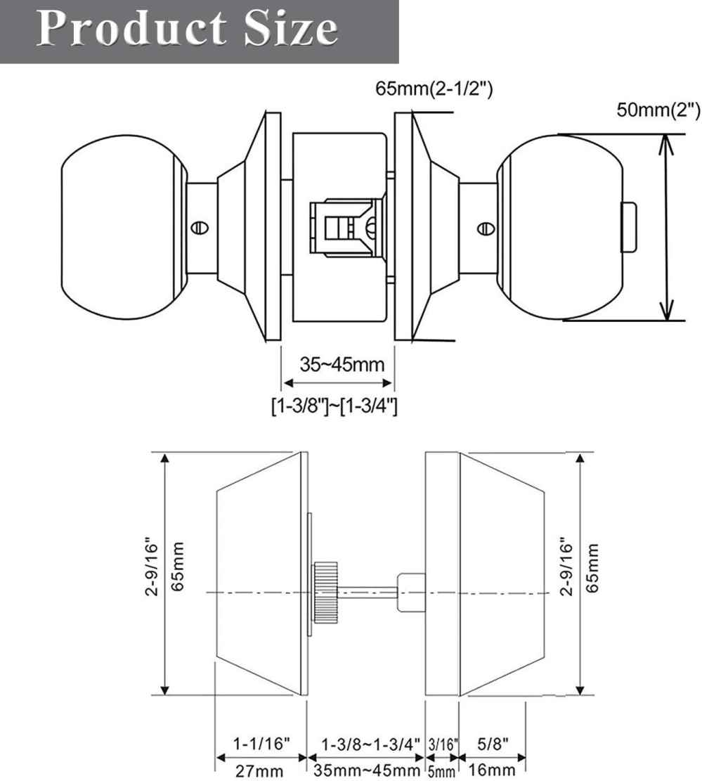 2-in. x 0.03-in. Stainless Steel Door Door Lock In Brass