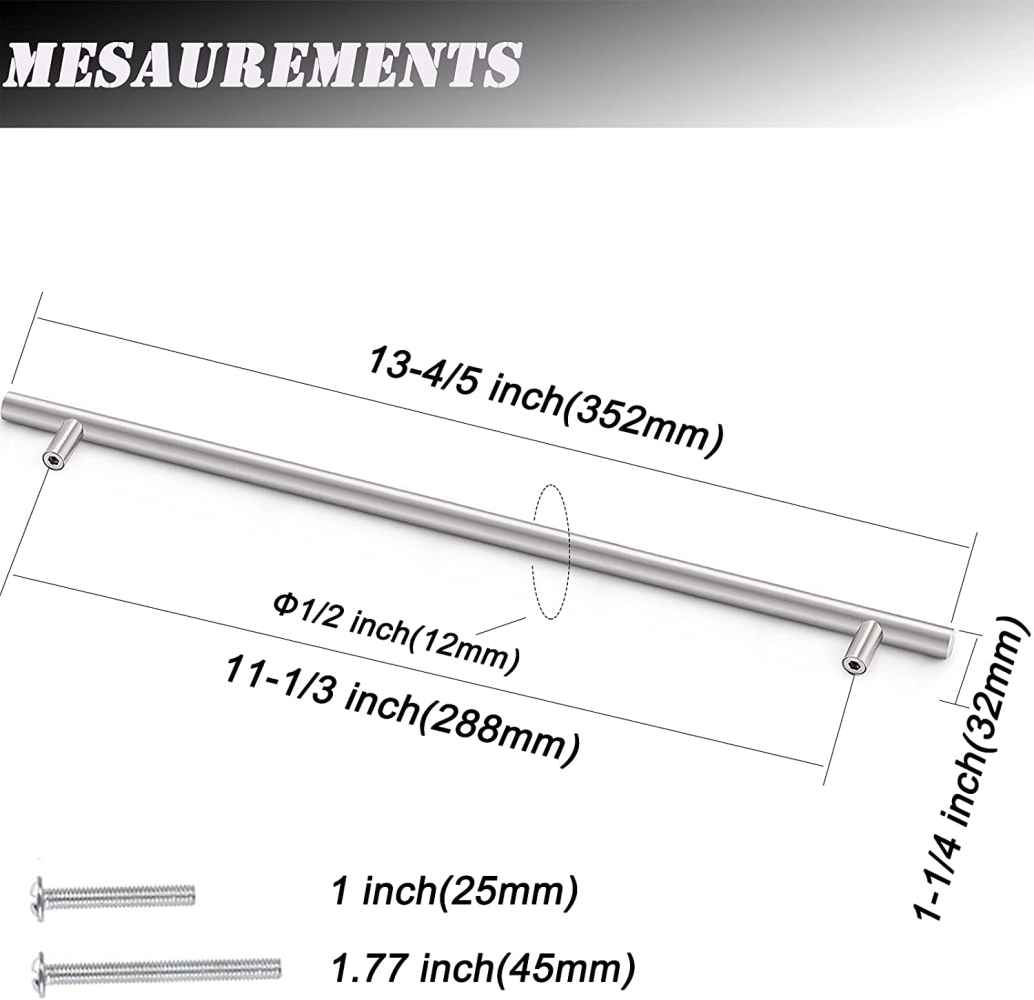 13.8-in. x 1.2-in. Stainless Steel Cabinet Cabinet Handle In Stainless Steel