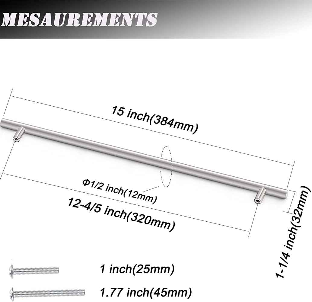 15-in. x 1.2-in. Stainless Steel Cabinet Cabinet Handle In Stainless Steel