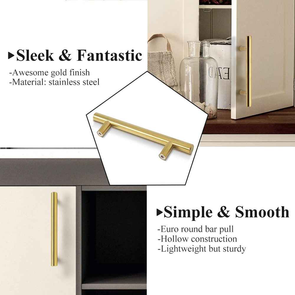6-in. x 1.25-in. Stainless Steel Cabinet Cabinet Handle In Gold