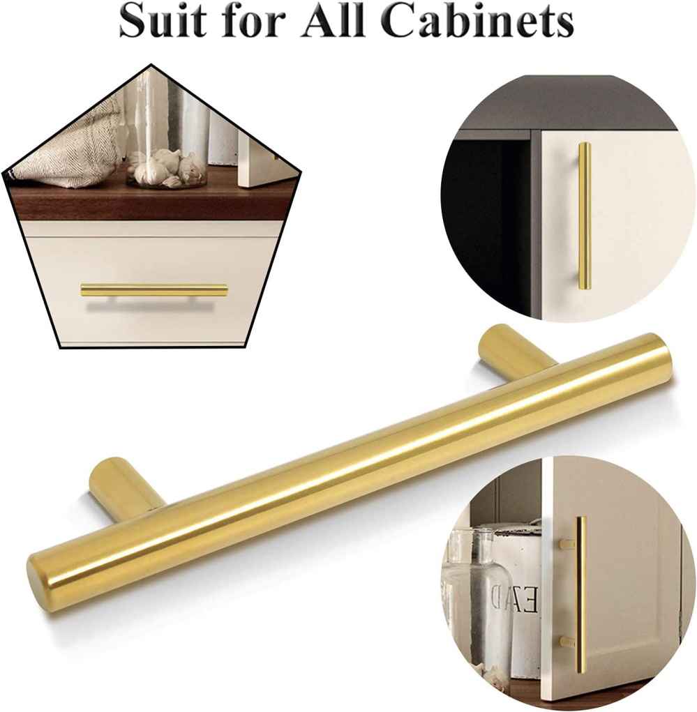 6-in. x 1.25-in. Stainless Steel Cabinet Cabinet Handle In Gold