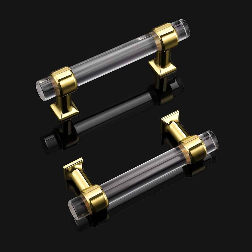 4.33-in. x 1.5-in. Acrylic-zinc Alloy Cabinet Cabinet Handle In Gold