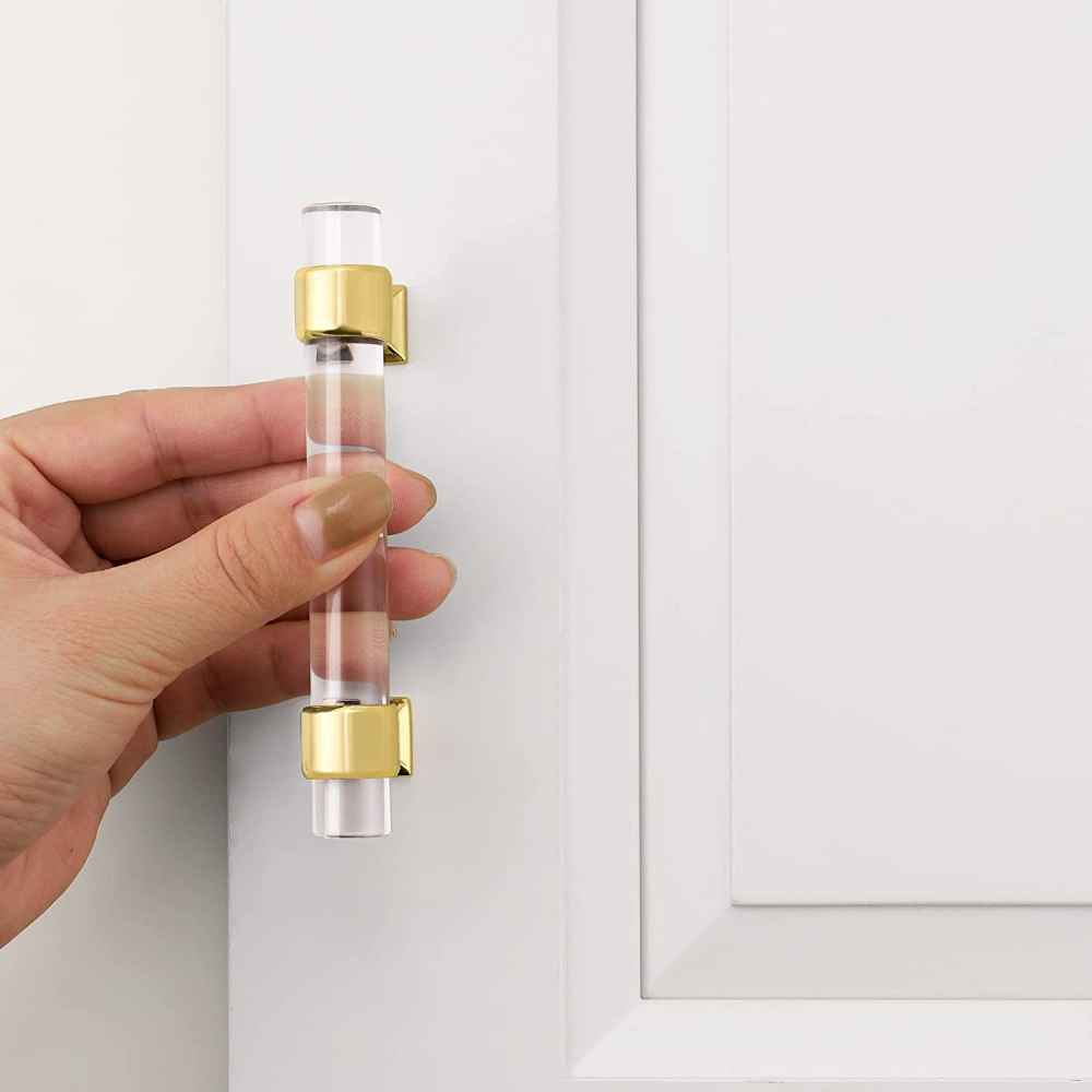 4.33-in. x 1.5-in. Acrylic-zinc Alloy Cabinet Cabinet Handle In Gold