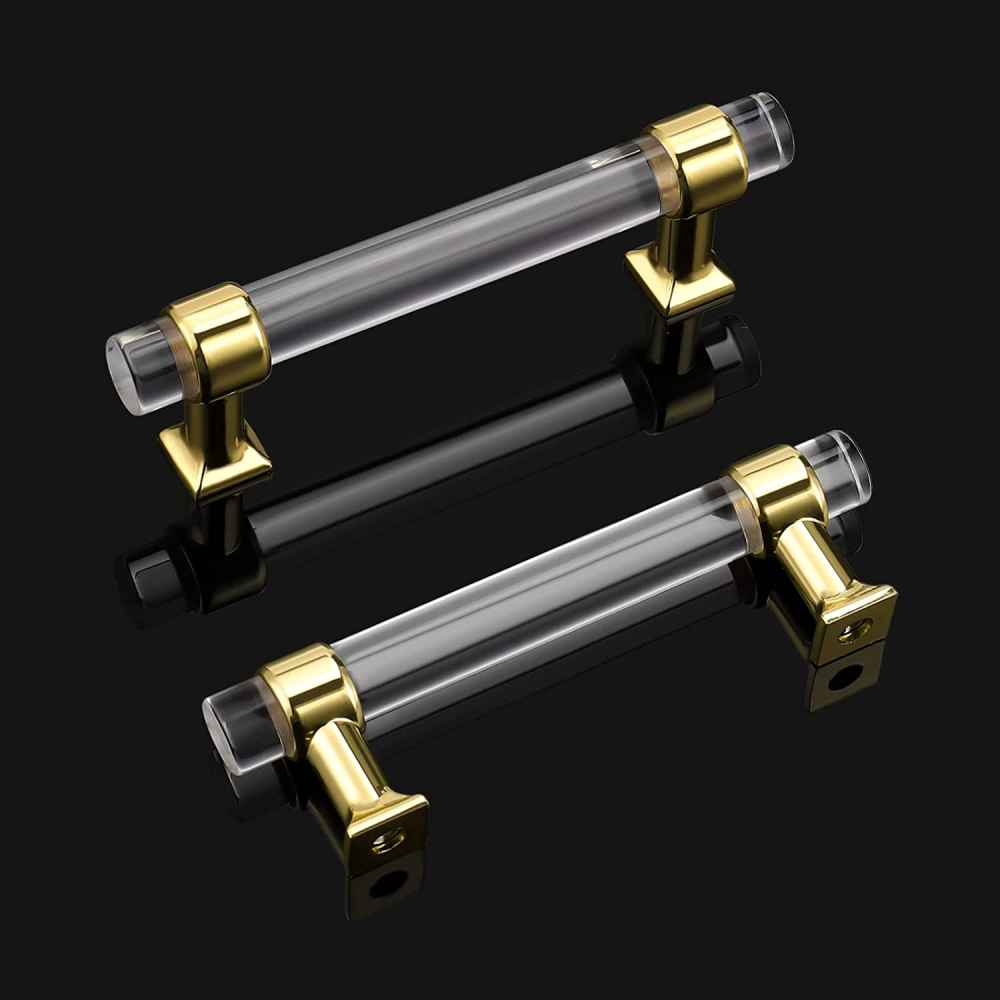 4.8-in. x 1.5-in. Acrylic-zinc Alloy Cabinet Cabinet Handle In Gold