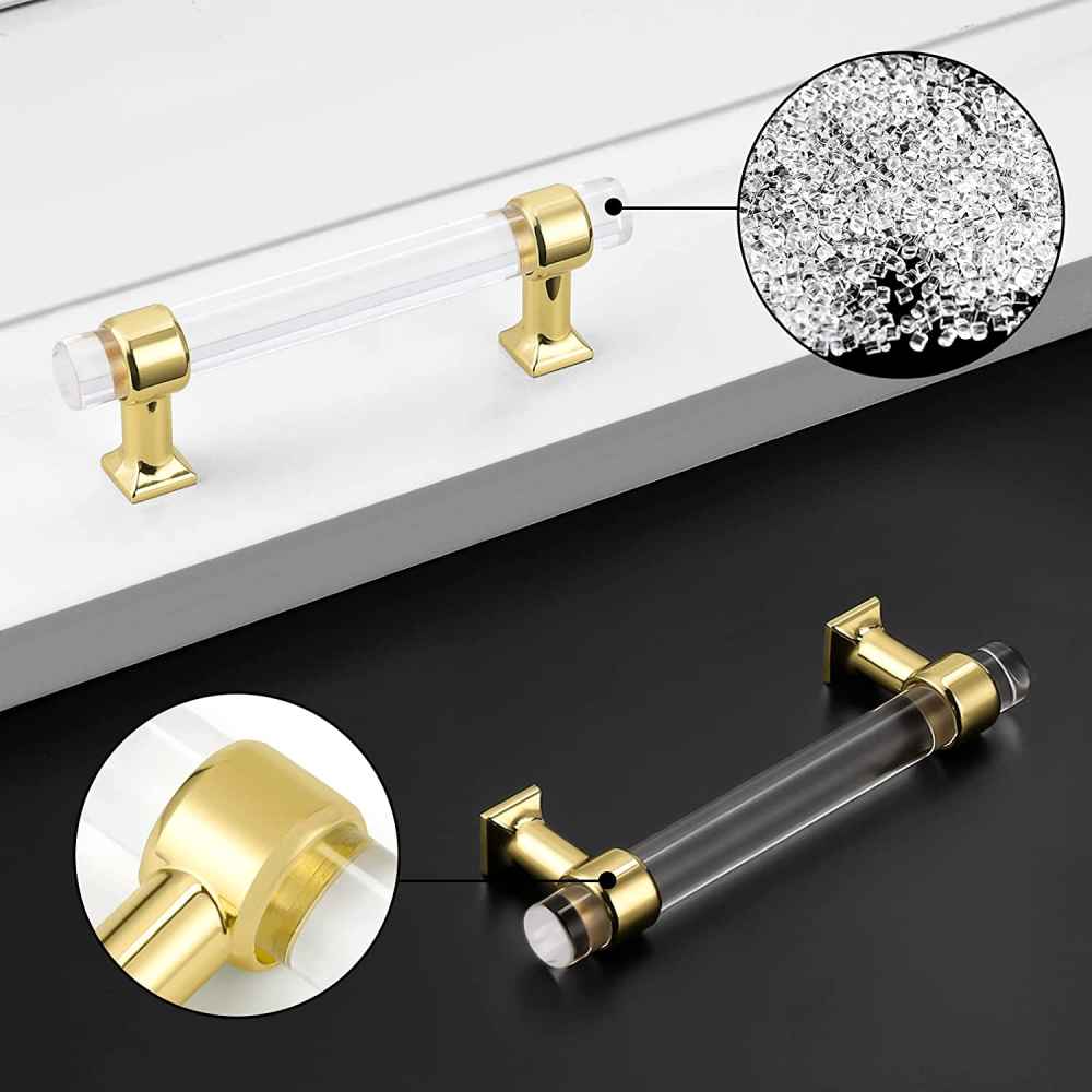4.8-in. x 1.5-in. Acrylic-zinc Alloy Cabinet Cabinet Handle In Gold