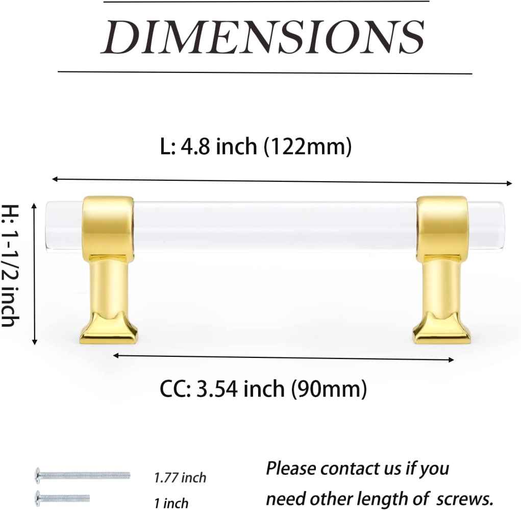 4.8-in. x 1.5-in. Acrylic-zinc Alloy Cabinet Cabinet Handle In Gold