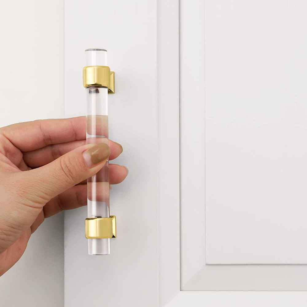 5.08-in. x 1.5-in. Acrylic-zinc Alloy Cabinet Cabinet Handle In Gold