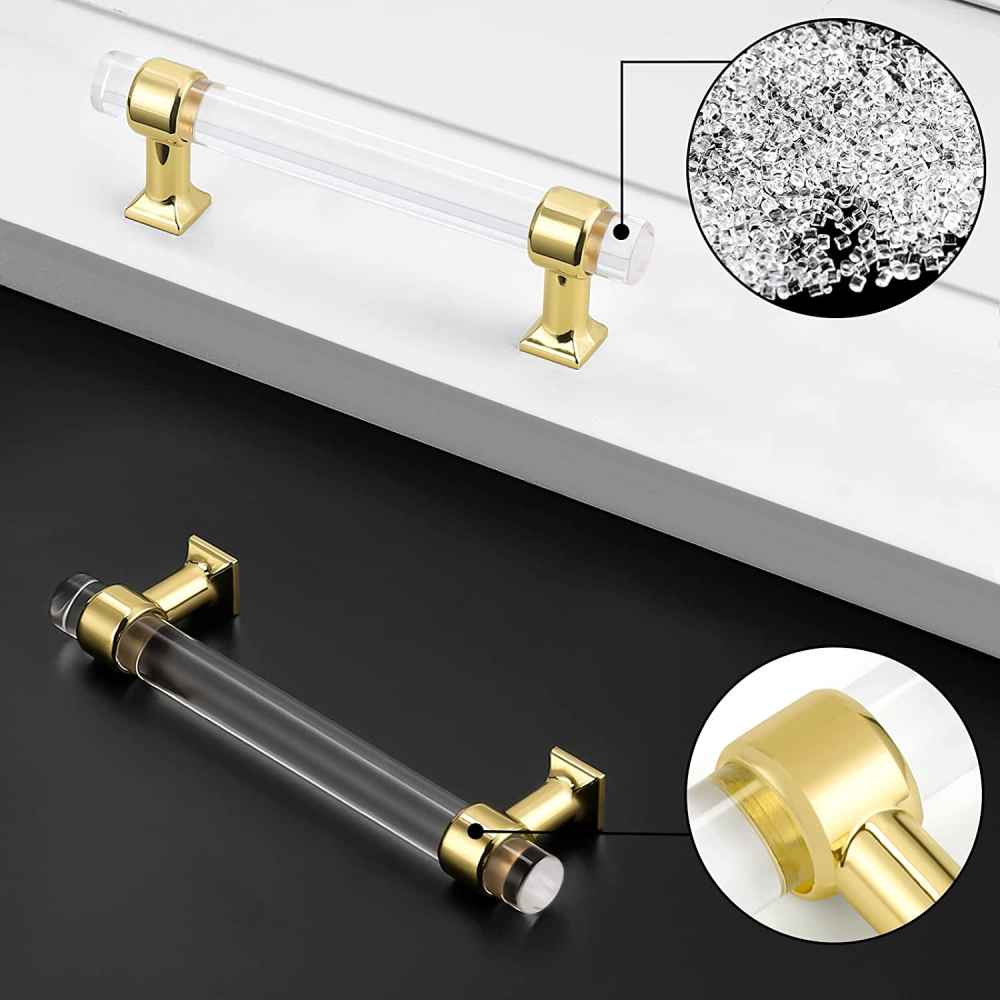5.31-in. x 1.5-in. Acrylic-zinc Alloy Cabinet Cabinet Handle In Gold