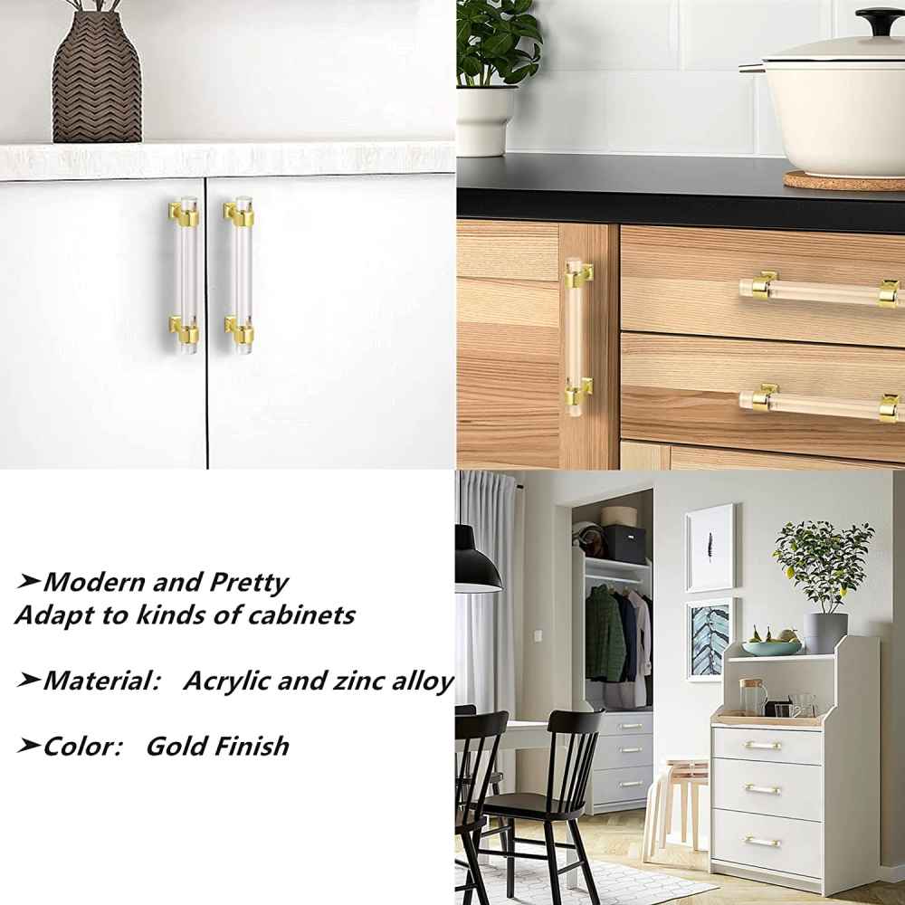 5.31-in. x 1.5-in. Acrylic-zinc Alloy Cabinet Cabinet Handle In Gold