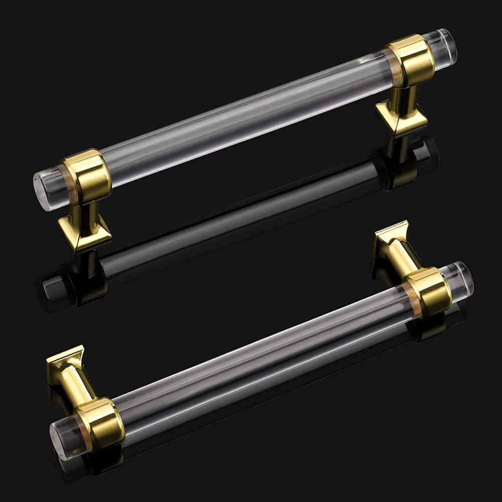 6.34-in. x 1.5-in. Acrylic-zinc Alloy Cabinet Cabinet Handle In Gold