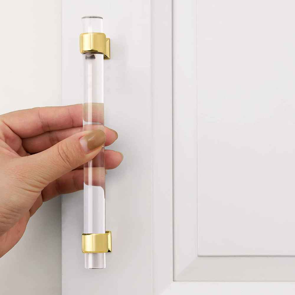 6.34-in. x 1.5-in. Acrylic-zinc Alloy Cabinet Cabinet Handle In Gold