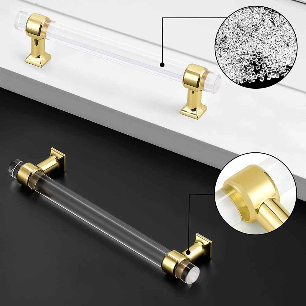6.34-in. x 1.5-in. Acrylic-zinc Alloy Cabinet Cabinet Handle In Gold