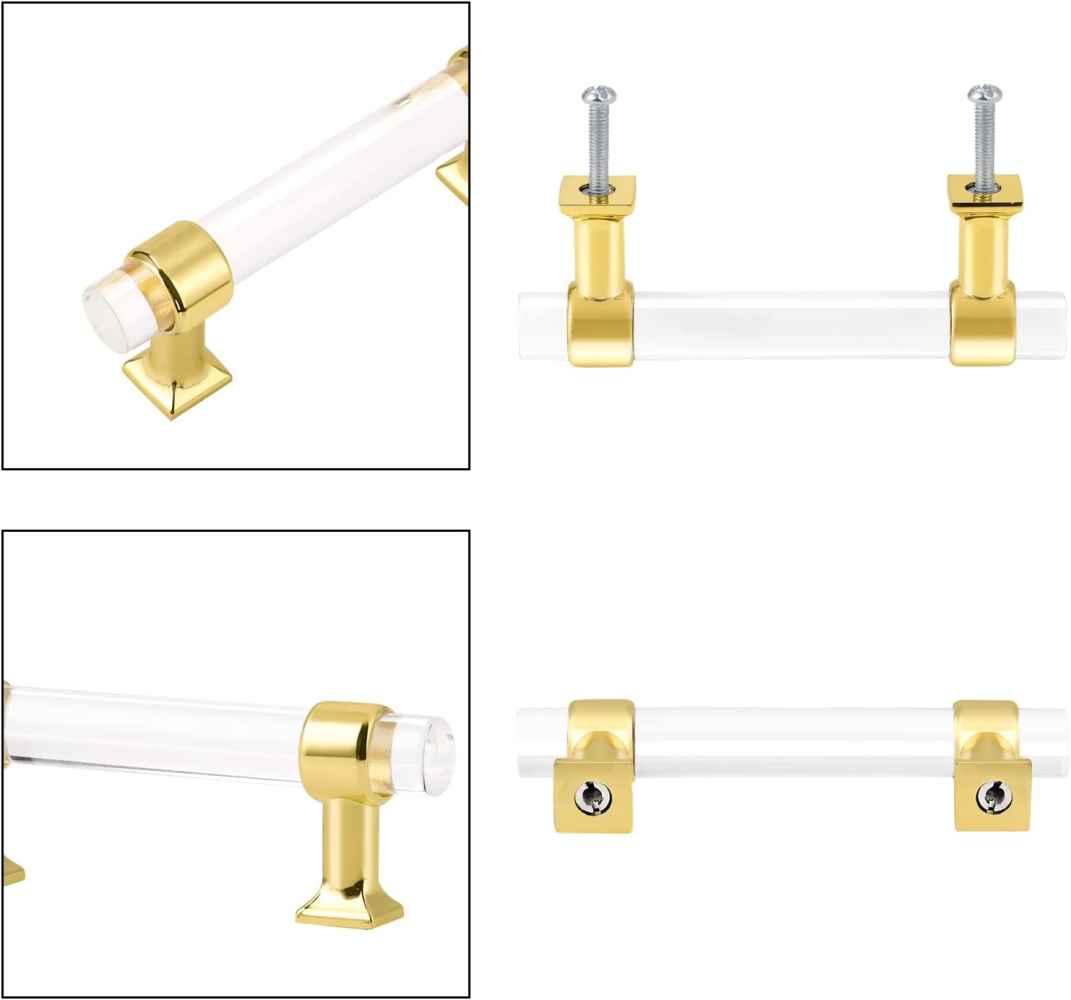 6.34-in. x 1.5-in. Acrylic-zinc Alloy Cabinet Cabinet Handle In Gold