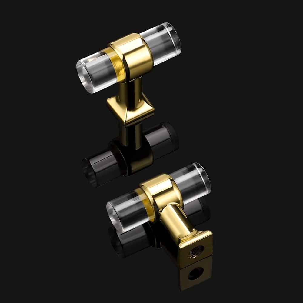 1.57-in. x 1.5-in. Acrylic-zinc Alloy Cabinet Cabinet Knob In Gold