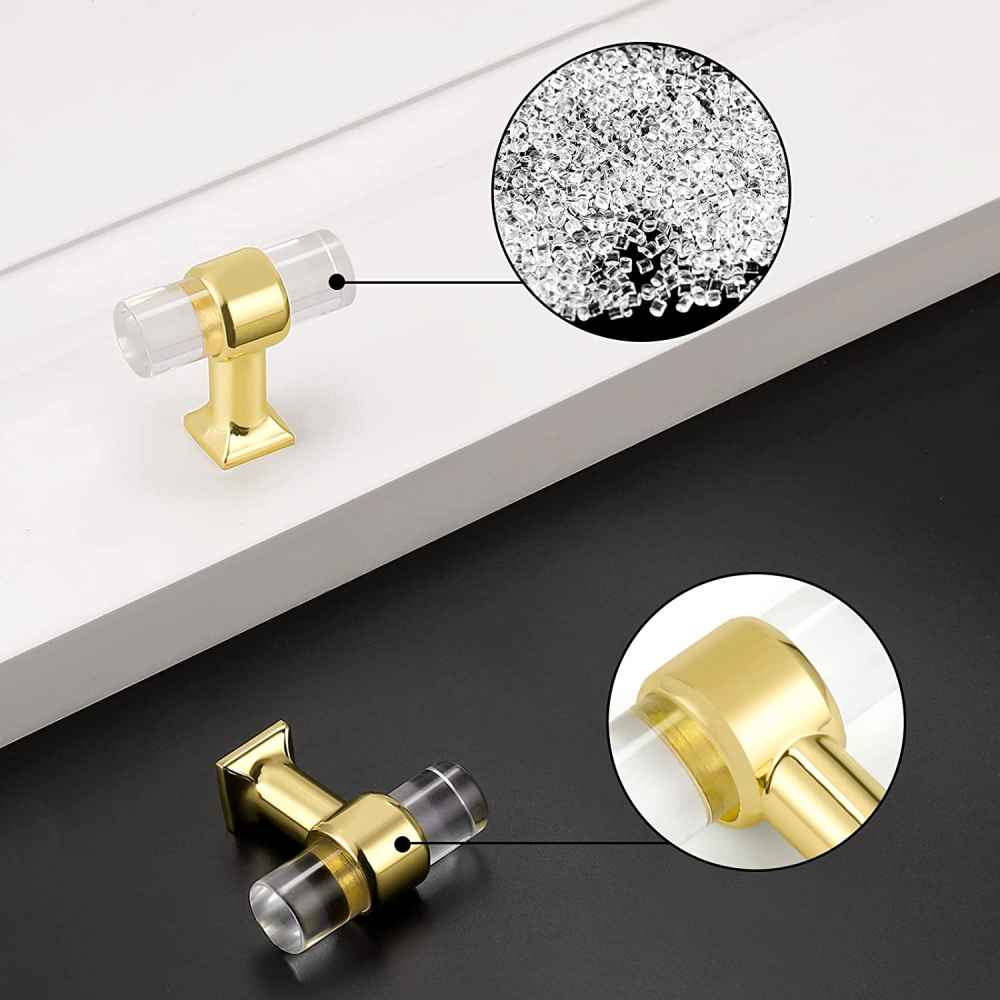 1.57-in. x 1.5-in. Acrylic-zinc Alloy Cabinet Cabinet Knob In Gold