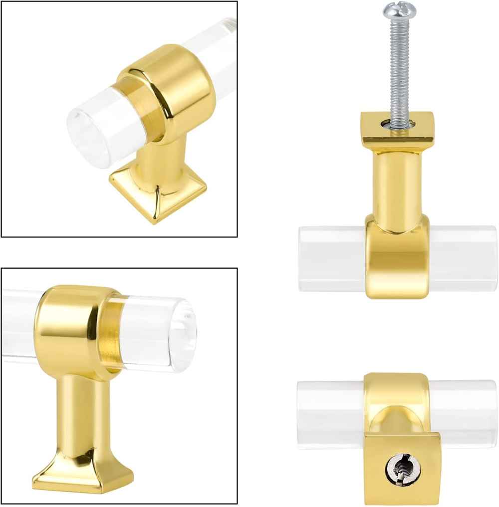 1.57-in. x 1.5-in. Acrylic-zinc Alloy Cabinet Cabinet Knob In Gold