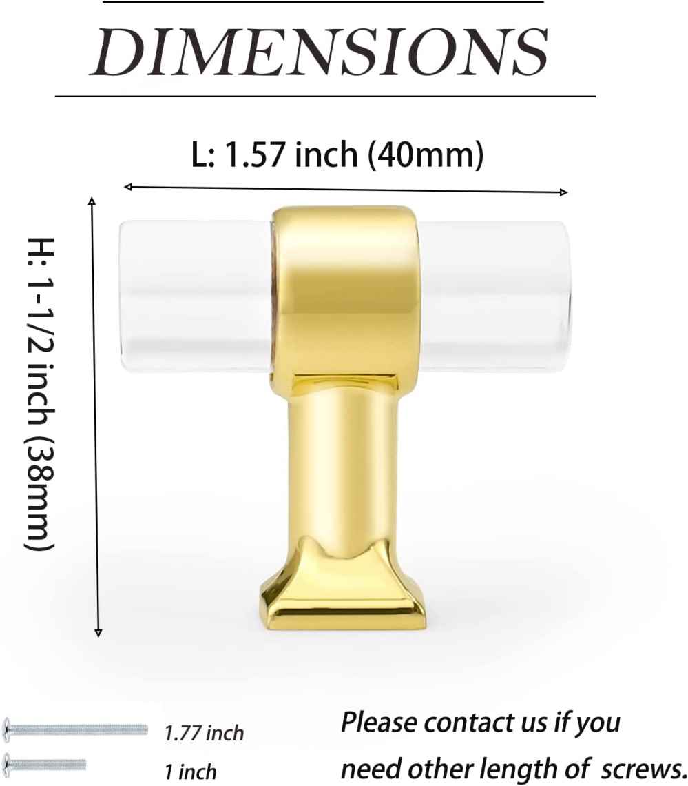 1.57-in. x 1.5-in. Acrylic-zinc Alloy Cabinet Cabinet Knob In Gold