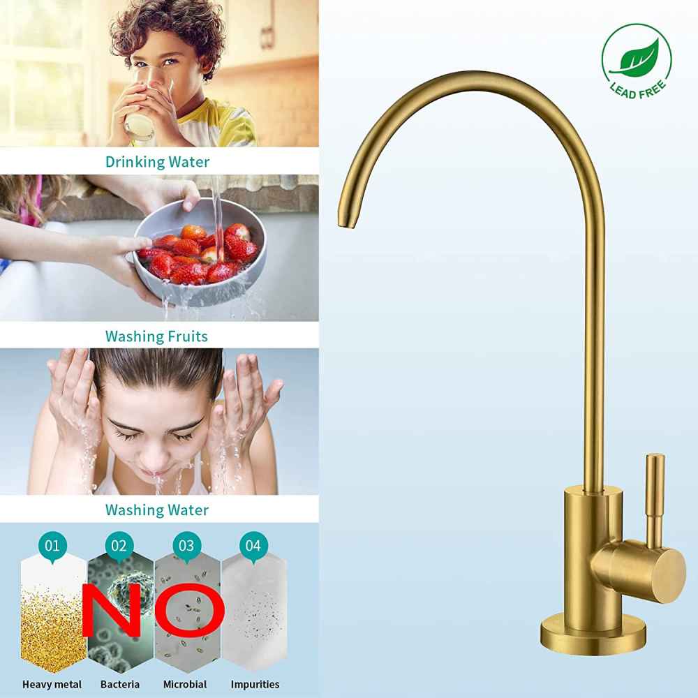 1 Hole Brushed Kitchen Sink Faucet Brass Stainless Steel
