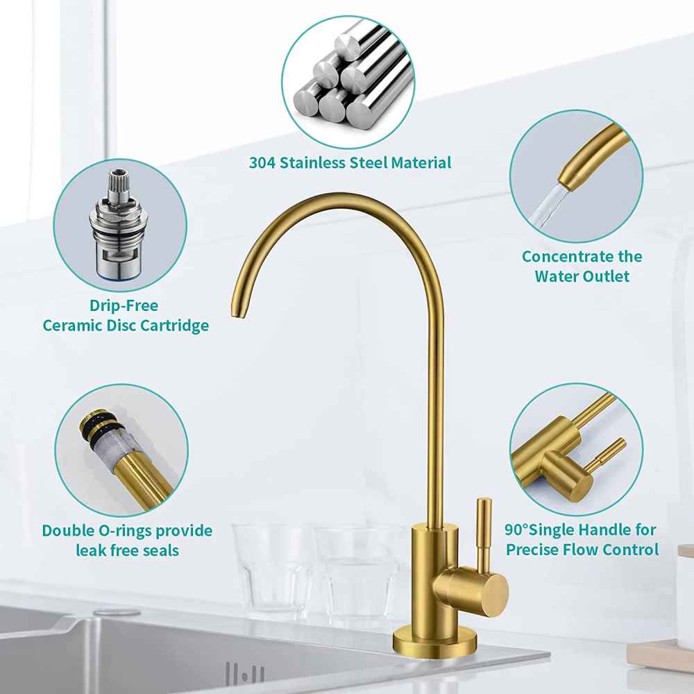 1 Hole Brushed Kitchen Sink Faucet Brass Stainless Steel