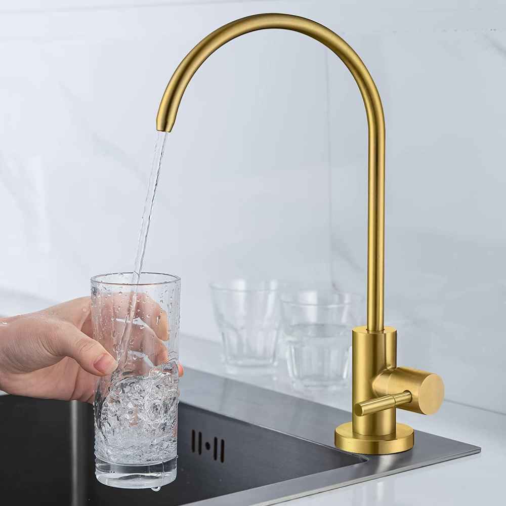 1 Hole Brushed Kitchen Sink Faucet Brass Stainless Steel