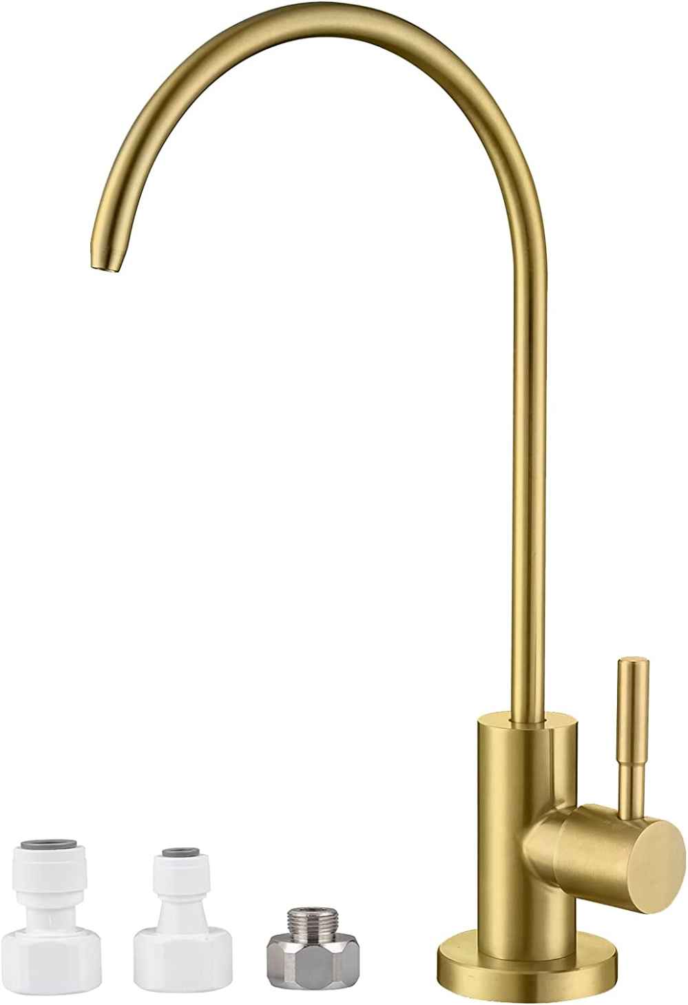 1 Hole Brushed Kitchen Sink Faucet Brass Stainless Steel