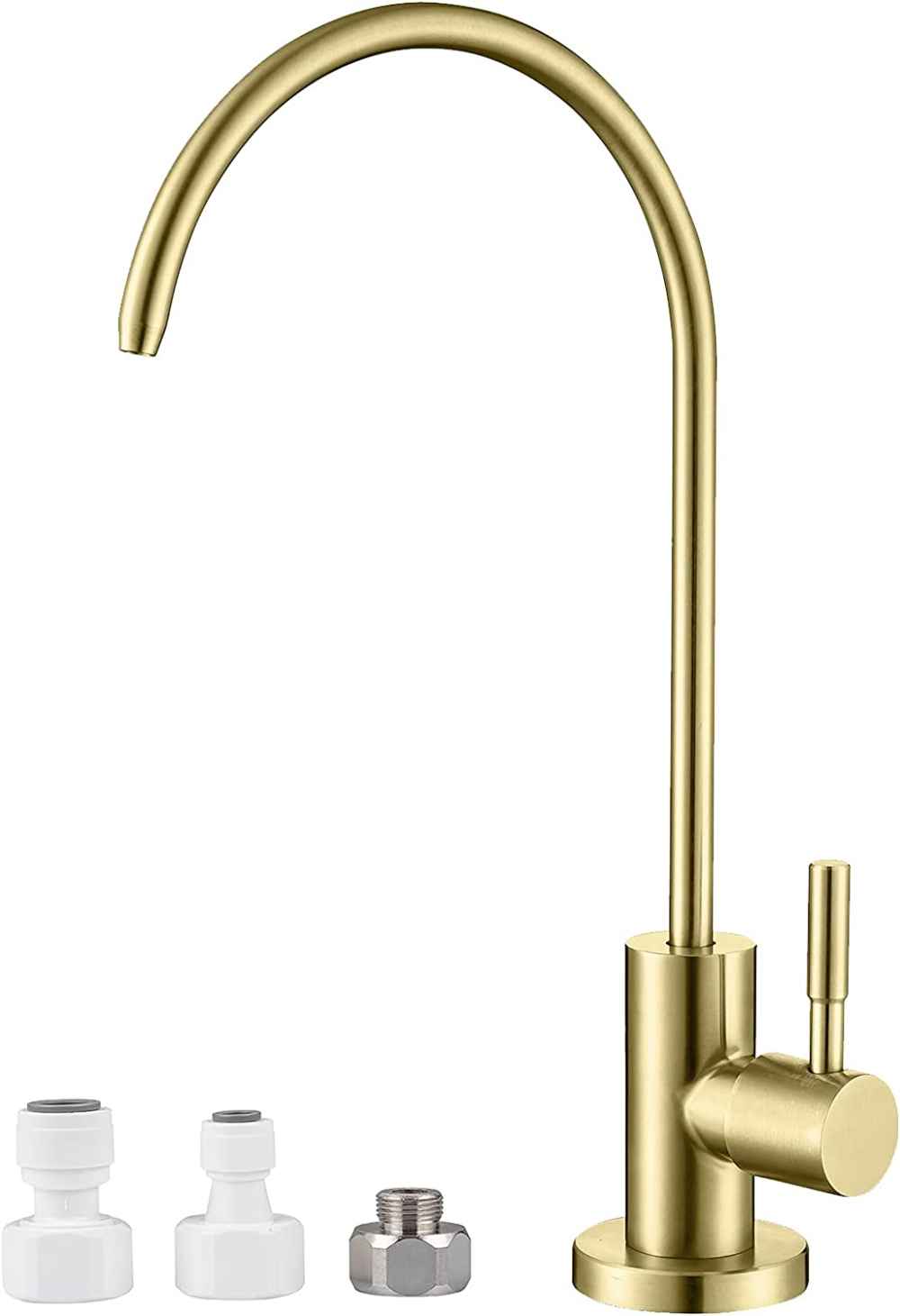 1 Hole Brushed Kitchen Sink Faucet Gold Stainless Steel