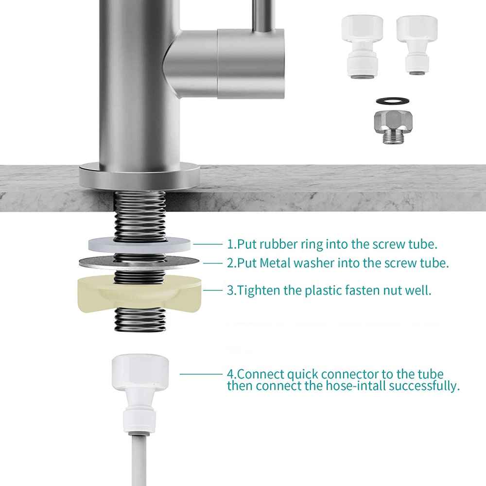 1 Hole  Brushed Kitchen Sink Faucet Brushed Nickel Stainless Steel
