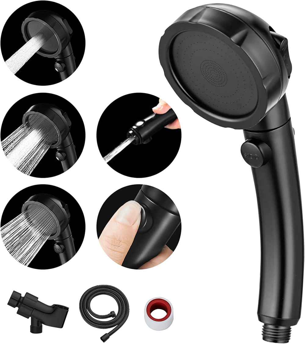 Black Wall Mount  ABS-Stainless Steel Round Shower Head