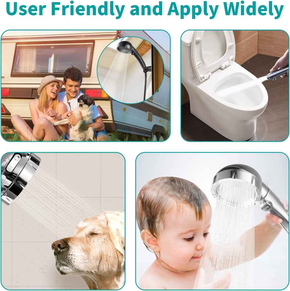 Black Wall Mount  ABS-Stainless Steel Round Shower Head