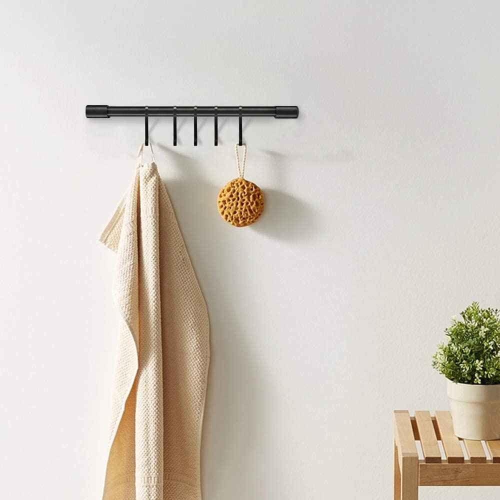 3.14-in. x 1.25-in. Aluminum Wall Mount Kitchen rail with Hooks In Black