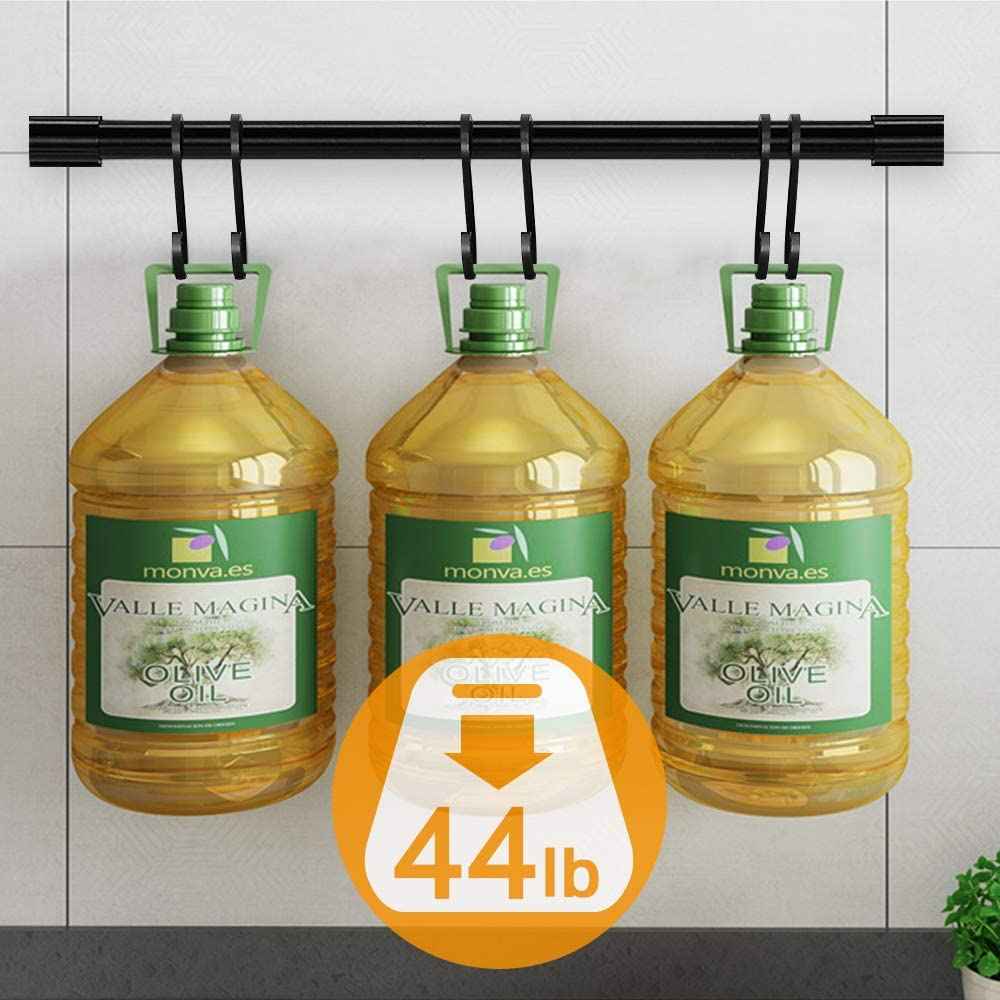 3.14-in. x 1.25-in. Aluminum Wall Mount Kitchen rail with Hooks In Black