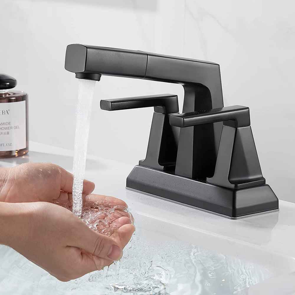 3H4-in.  Matte Bathroom Sink Faucet Black Stainless Steel