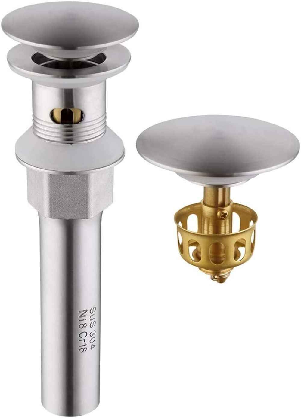 2.59 in. x 2.59 in. Yes Overflow Bathroom Sink Drain Brushed Nickel Stainless Steel