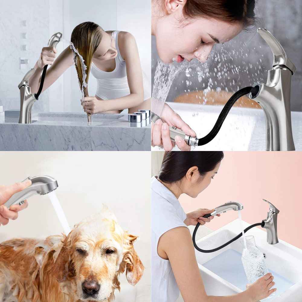 1 Hole  Brushed Bathroom Sink Faucet Brushed Nickel Stainless Steel