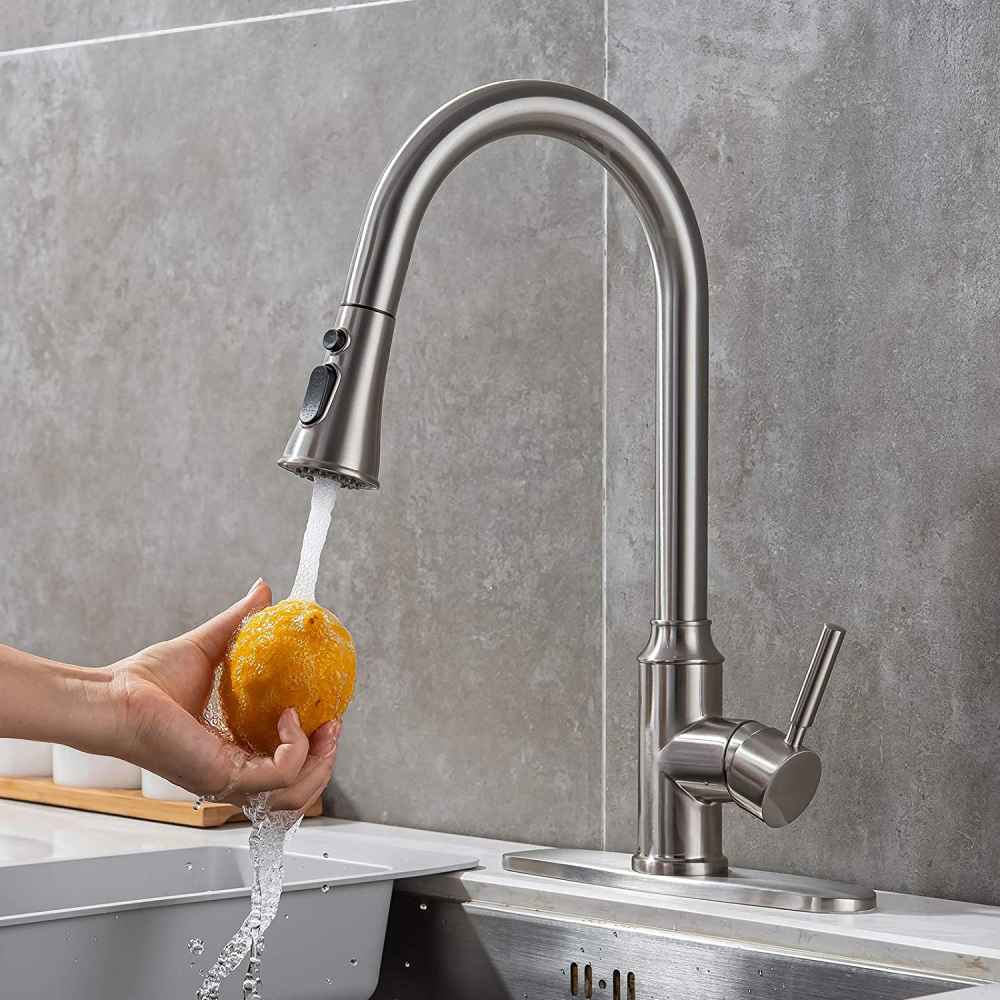 1 Hole  Brushed Kitchen Sink Faucet Brushed Nickel Stainless Steel