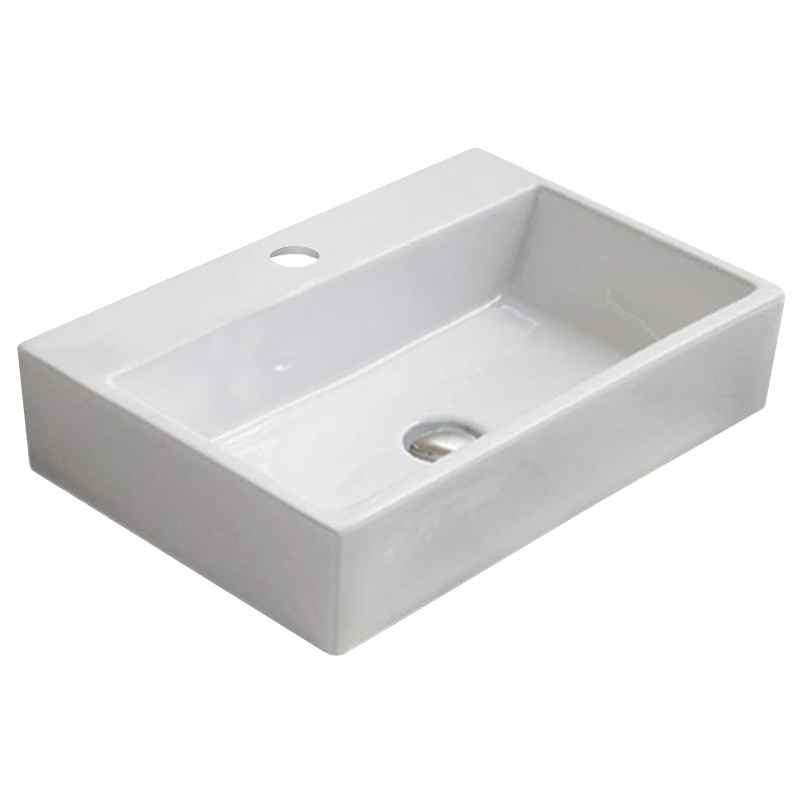 20.9-in. x 14.2-in. Rectangle Bathroom Vessel Sink White Enamel Glaze