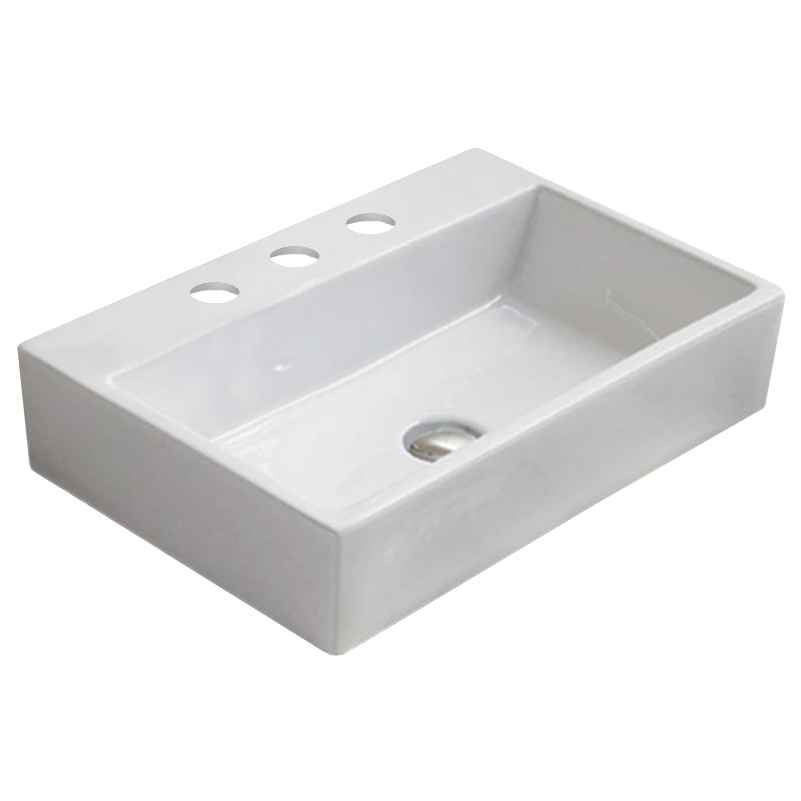 20.9-in. x 14.2-in. Rectangle Bathroom Vessel Sink White Enamel Glaze