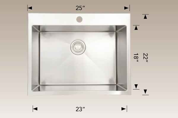 25-in. W CSA Approved Chrome Laundry Sink With 1 Bowl And 16 Gauge