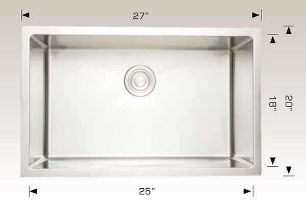 27-in. W CSA Approved Chrome Laundry Sink With 1 Bowl And 16 Gauge