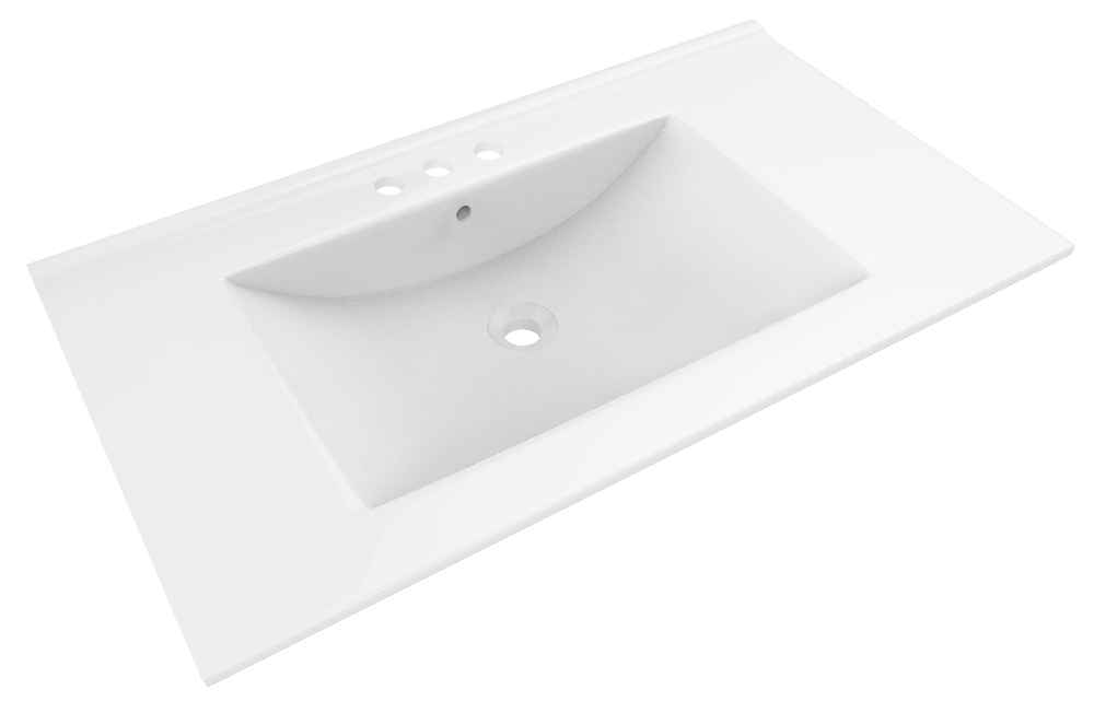 35.5-in. W 19.75-in. D Ceramic Top In White Color For 3H4-in. Faucet