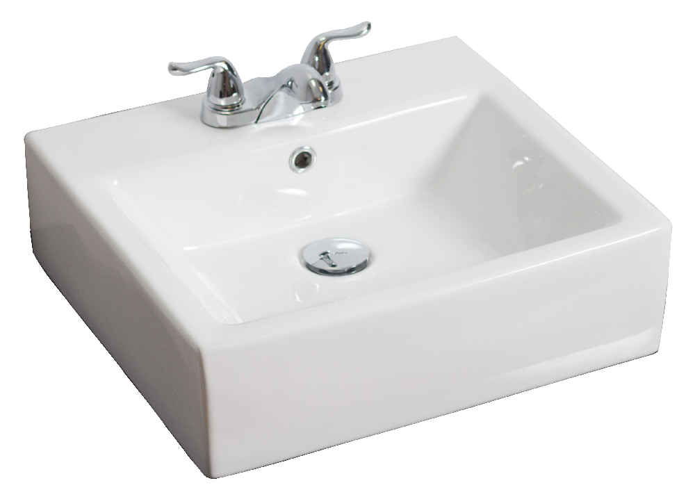 21-in. x 16.5-in. Rectangle Bathroom Vessel Sink White Enamel Glaze