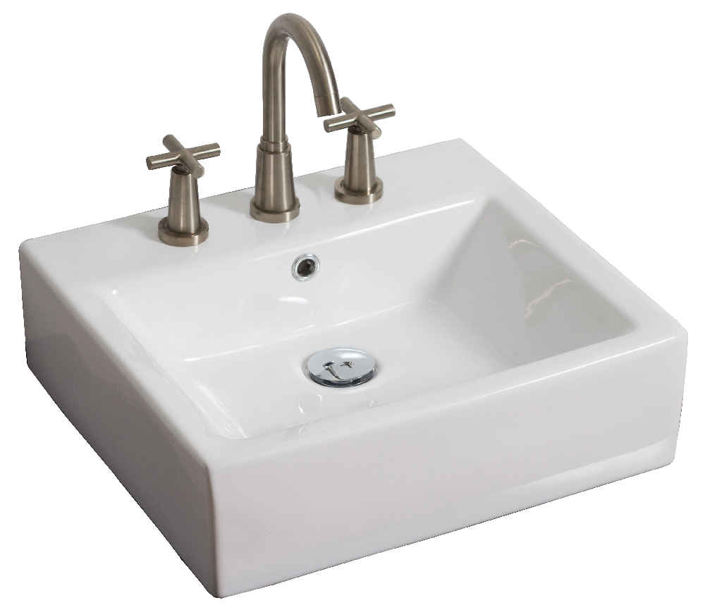 21-in. x 16.5-in. Rectangle Bathroom Vessel Sink White Enamel Glaze