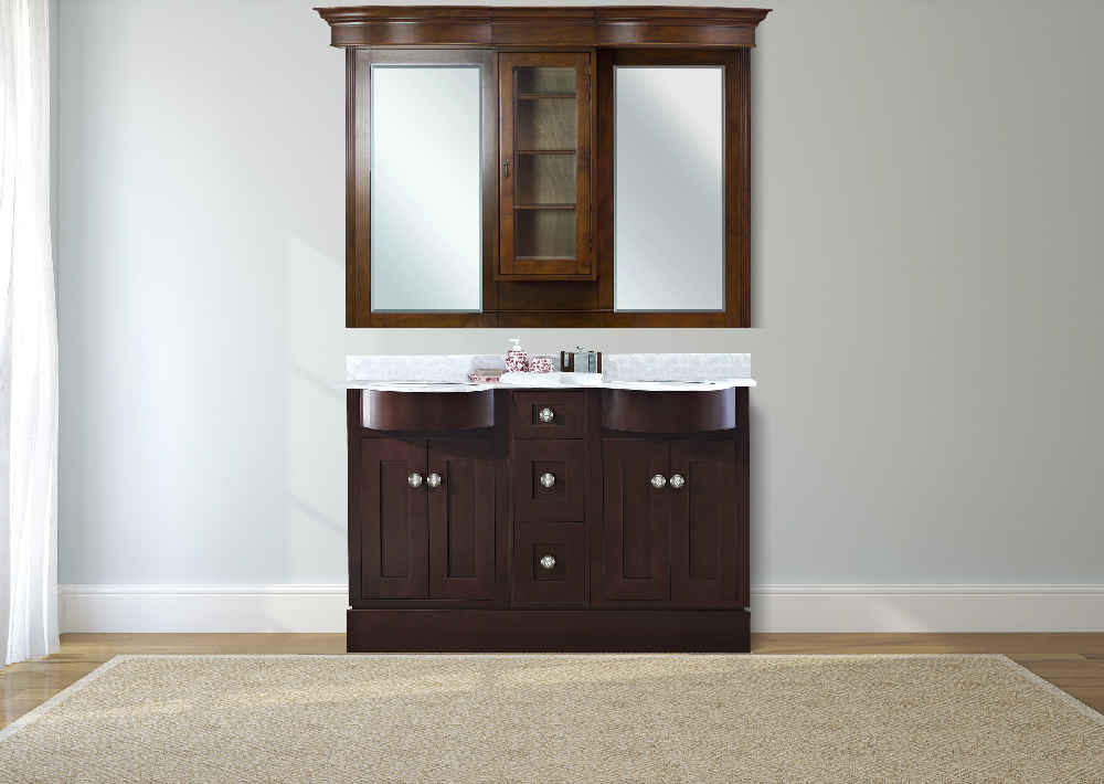 62-in. W 45.25-in. H Traditional Birch Wood-Veneer Wood Mirror In Antique Cherry