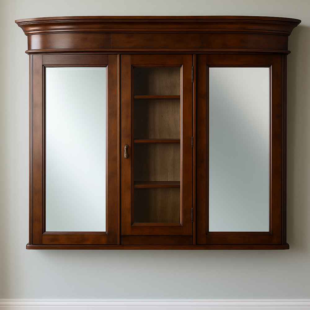 62-in. W 45.25-in. H Traditional Birch Wood-Veneer Wood Mirror In Antique Cherry
