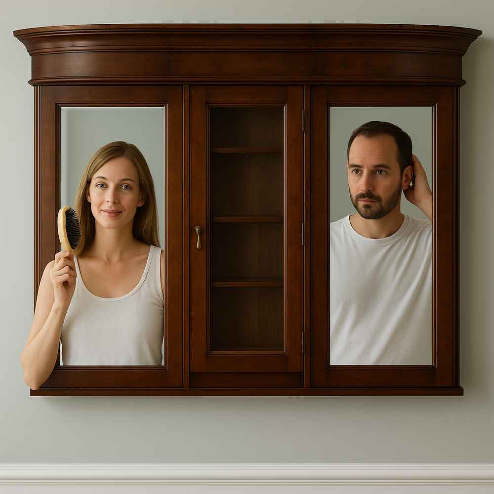 62-in. W 45.25-in. H Traditional Birch Wood-Veneer Wood Mirror In Antique Cherry
