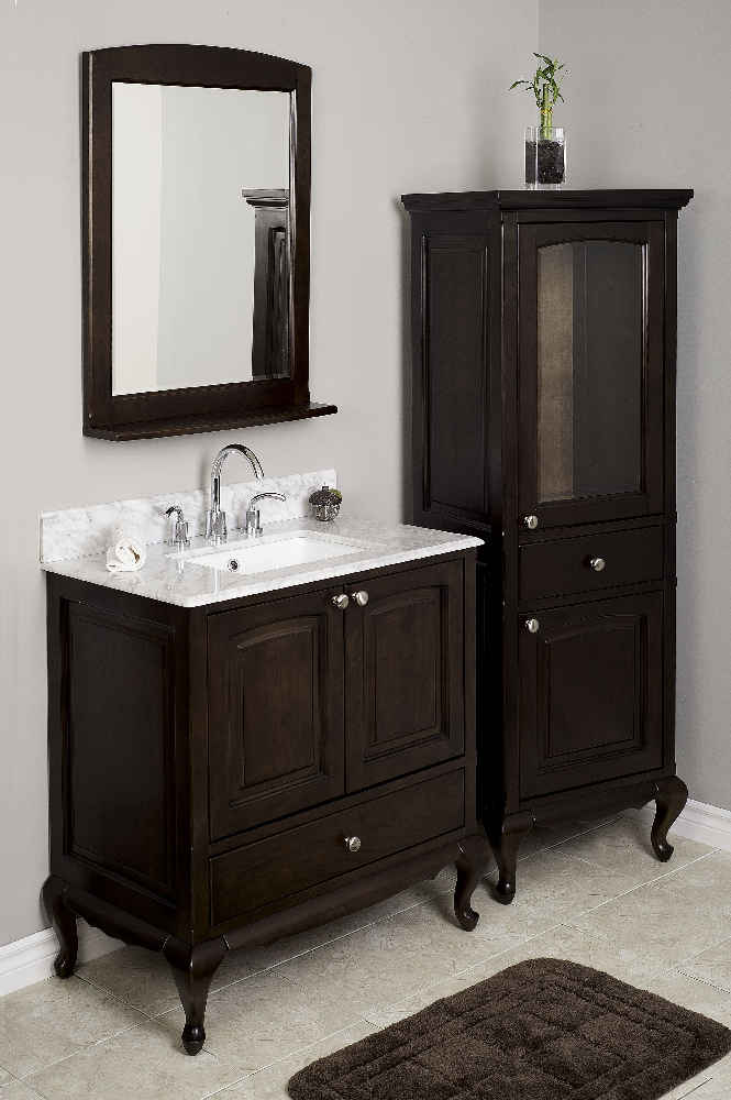 21.5-in. W 62.75-in. H Traditional Birch Wood-Veneer Linen Tower In Walnut
